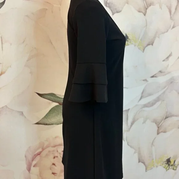 The Vanity Room Black Women's V-Neck Dress with Ruffled Sleeves Small - Picture 7 of 10